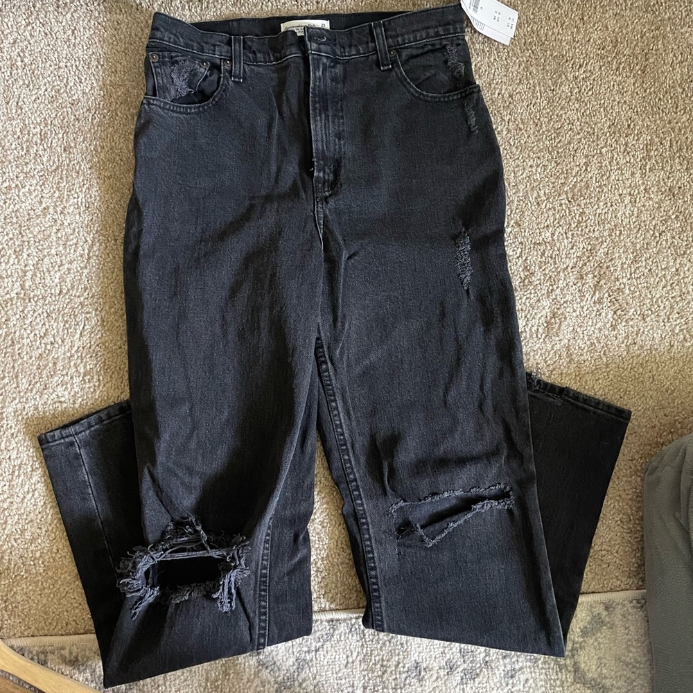 Abercrombie and fitch the 90s straight ultra high rise black jeans